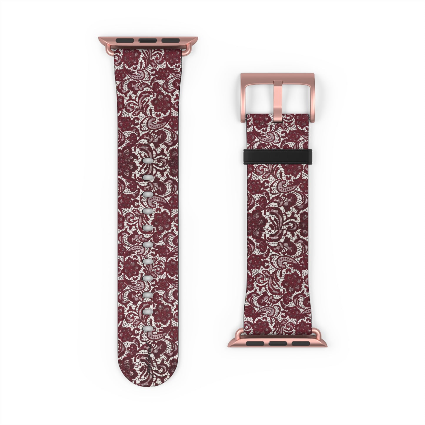 Crimson Baroque Apple Watch band blood-red filigree full view