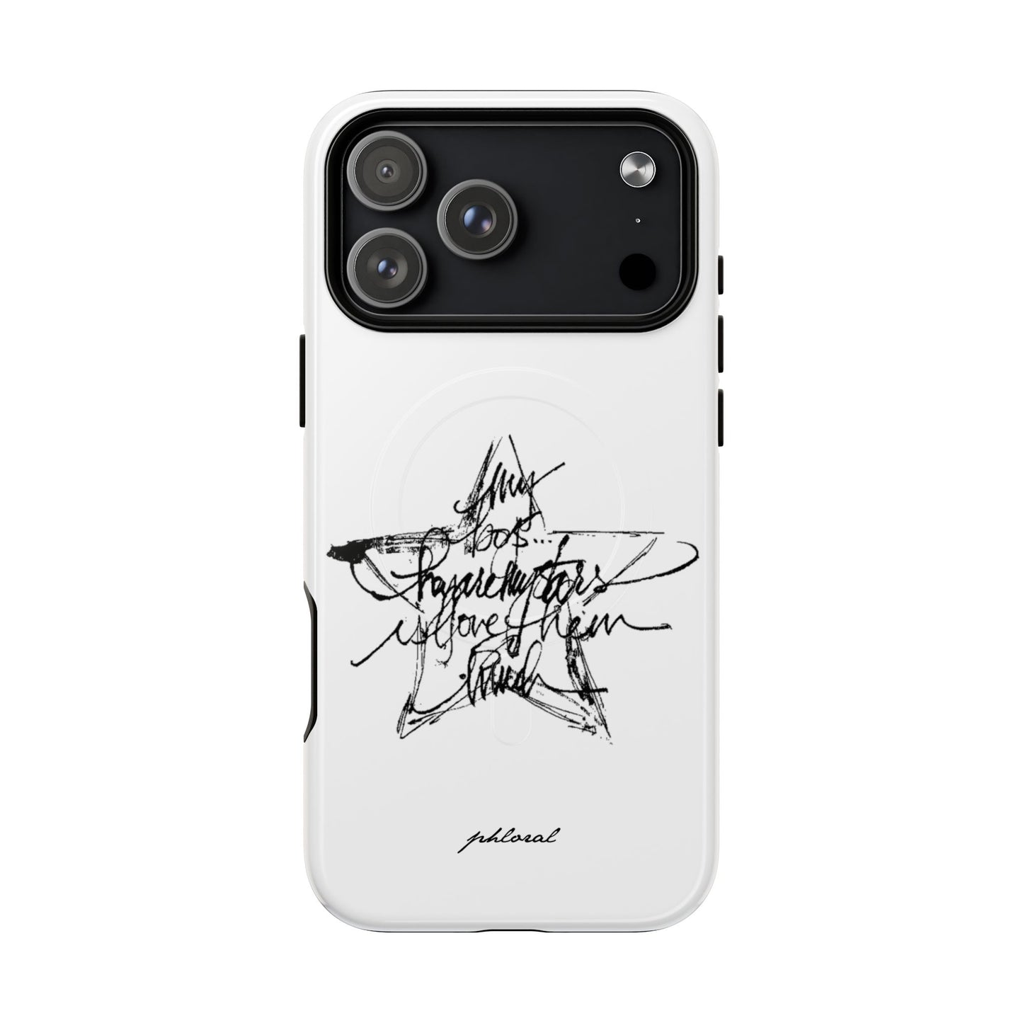 Florere MagSafe case on iPhone with headphones and accessories