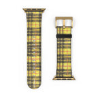 Plaid Apple Watch band midnight tartan with gold and crimson threads