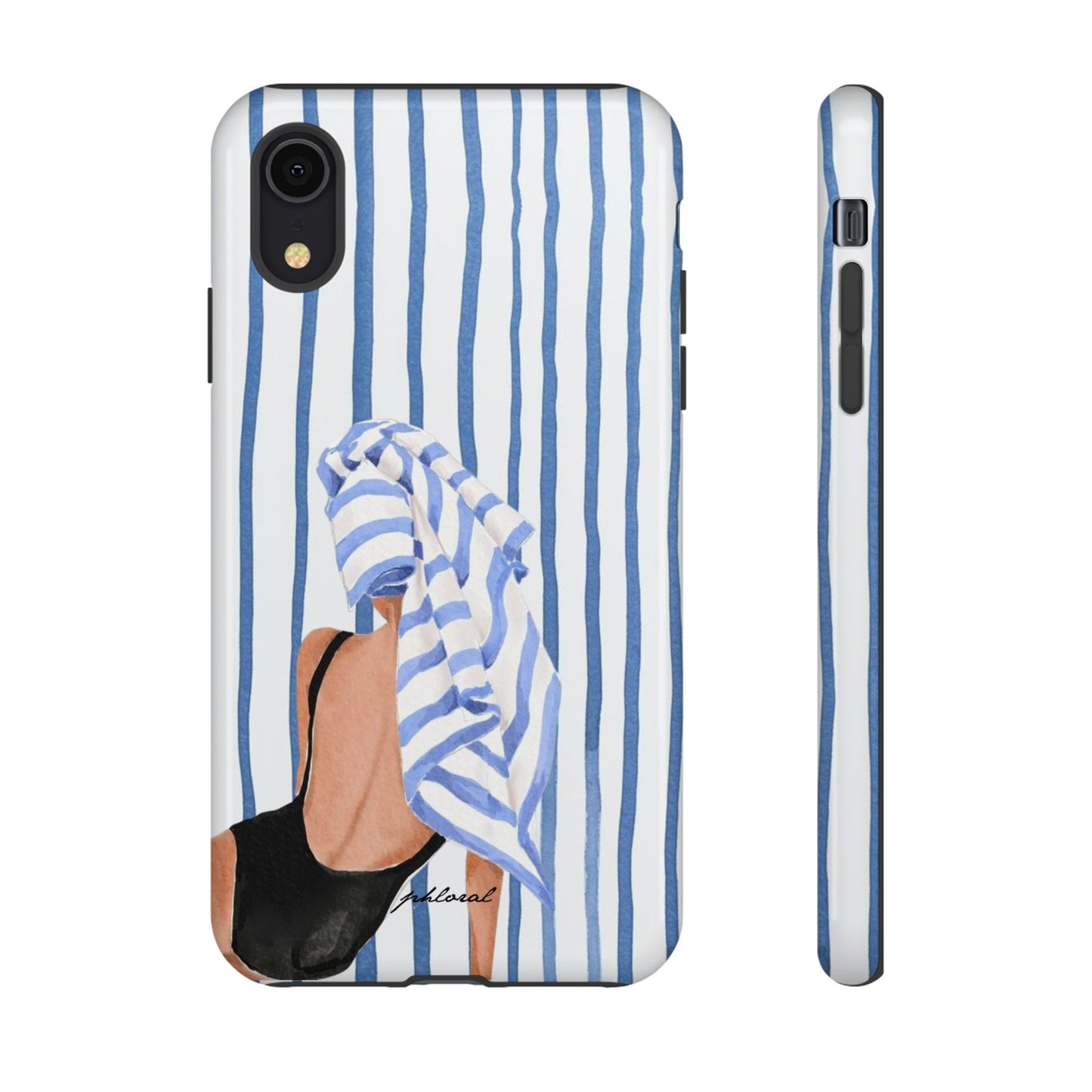 Seaside Stripes phone case dual-layer shockproof side profile