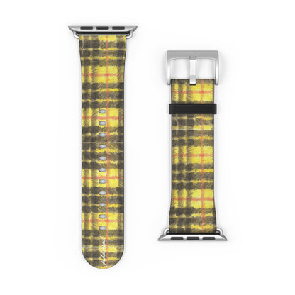 Plaid Apple Watch band midnight tartan with gold and crimson threads