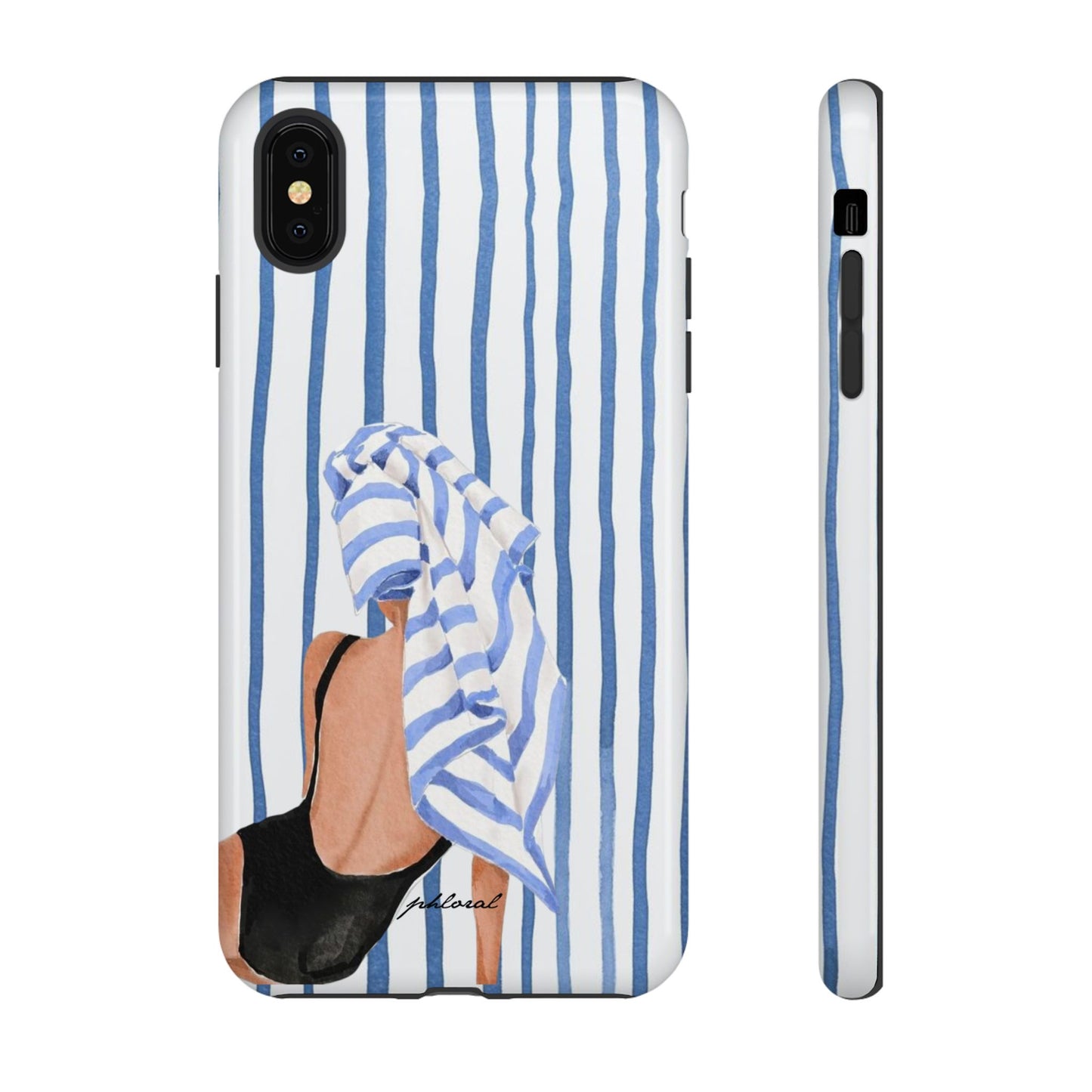 Seaside Stripes phone case dual-layer shockproof side profile