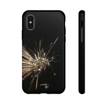 Glintfall phone case glossy obsidian finish transforming under flash