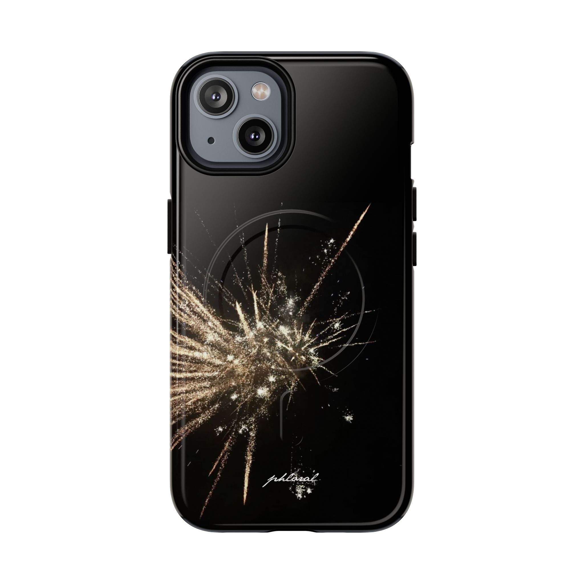 Glintfall Magsafe case featuring a fireworks design for stylish iPhone protection.
