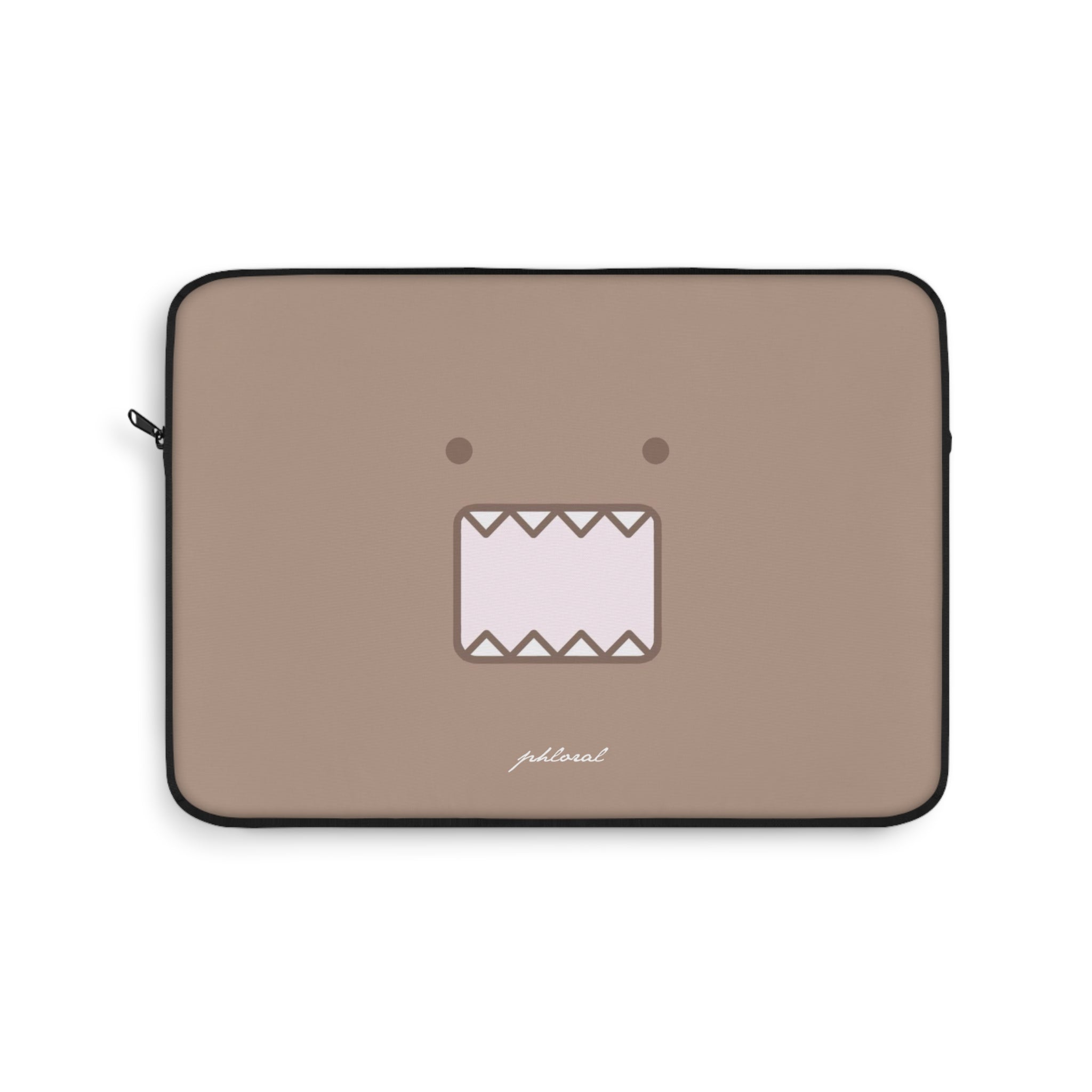Cute Domo-Kun Face Laptop Sleeve — Brown Cartoon Protective Case