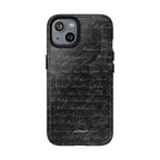 exoletus Magsafe case with a black script design showcasing vintage handwritten text.