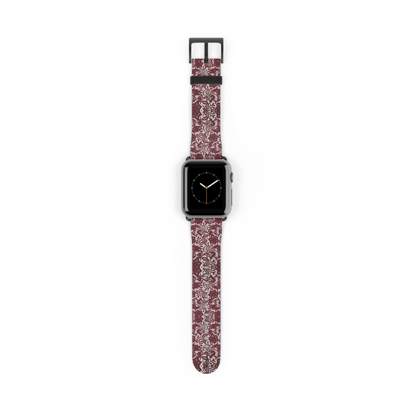 Crimson Baroque Apple Watch band blood-red filigree full view