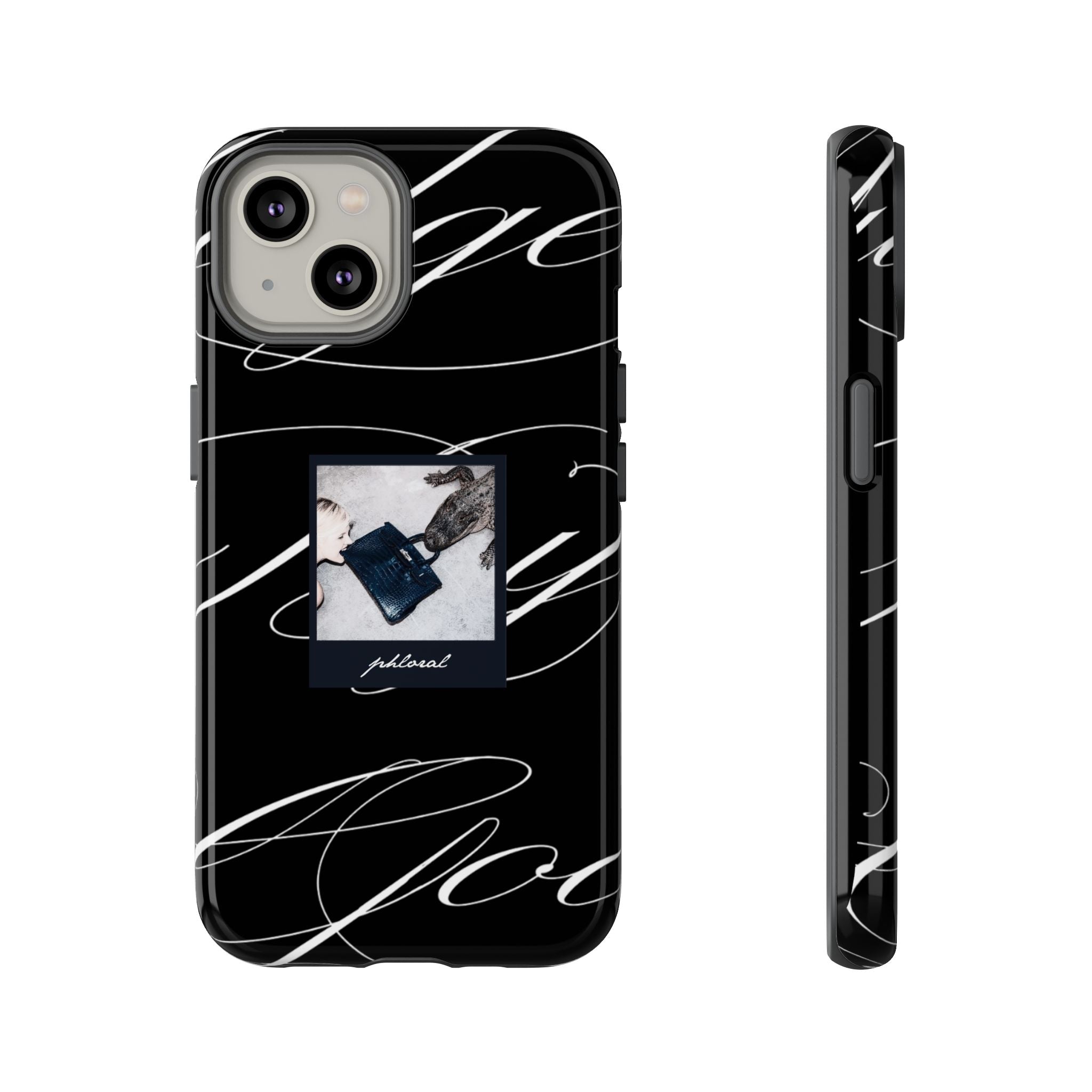 Tempted by Luxury evil eye marble phone case back design close-up
