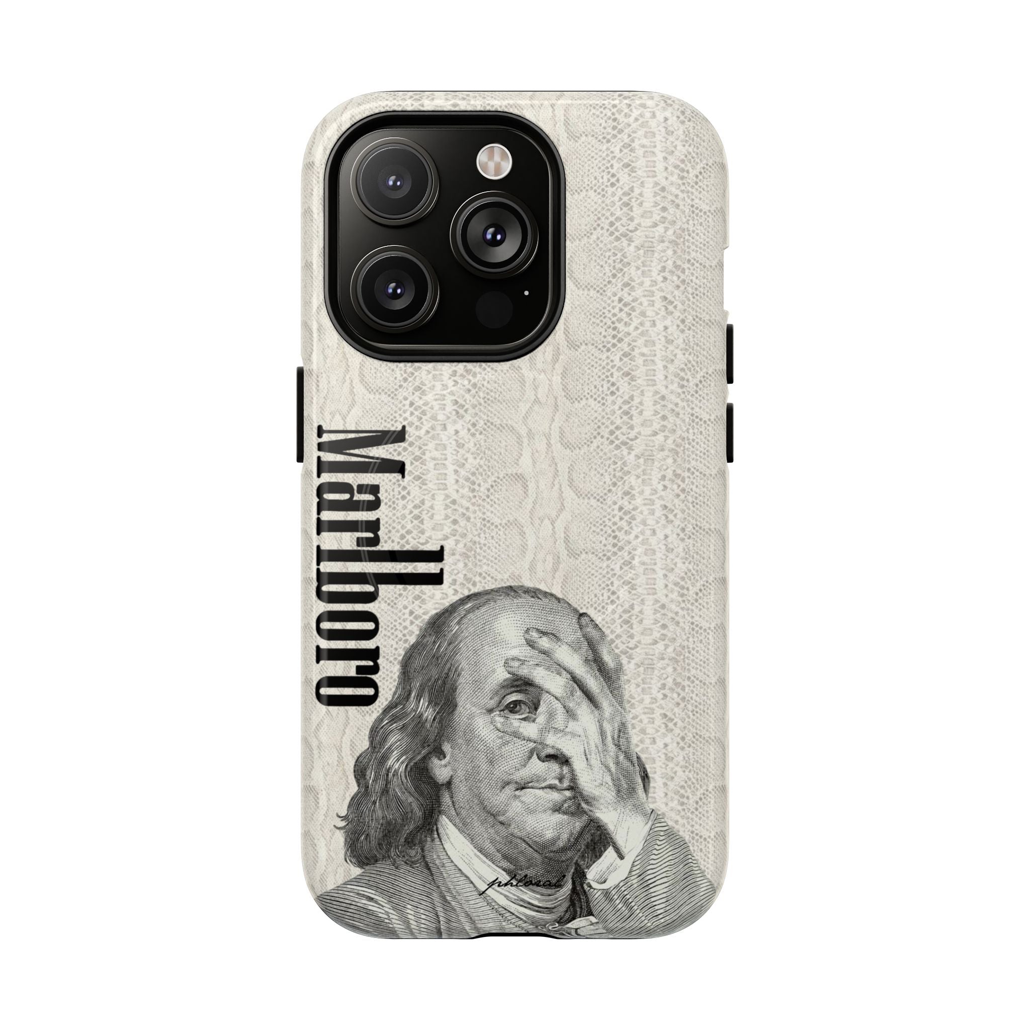 Side profile of iPhone with wealth wasted Magsafe case