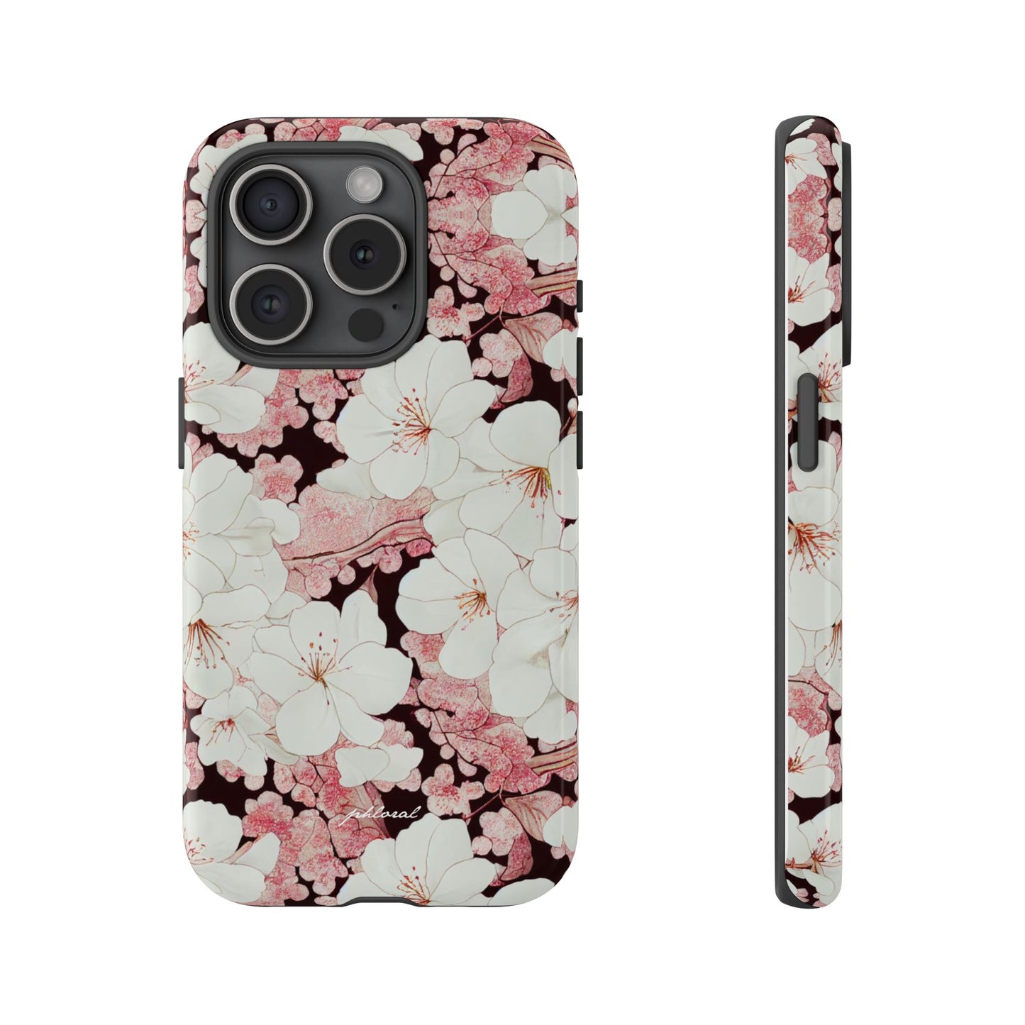 Florere phone case eternal midnight roses and orchids front view
