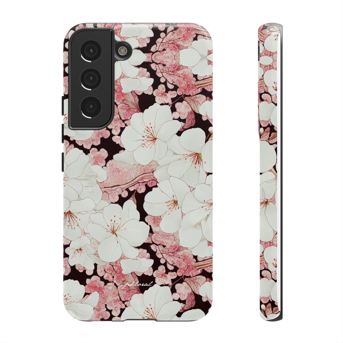 Florere phone case eternal midnight roses and orchids front view