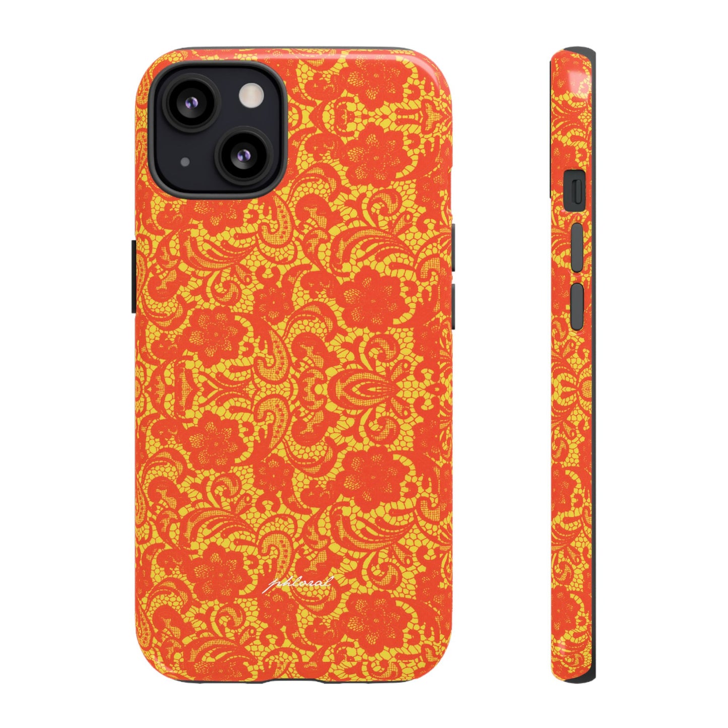 YSL phone case Amber Lace golden-trimmed bezels and camera island