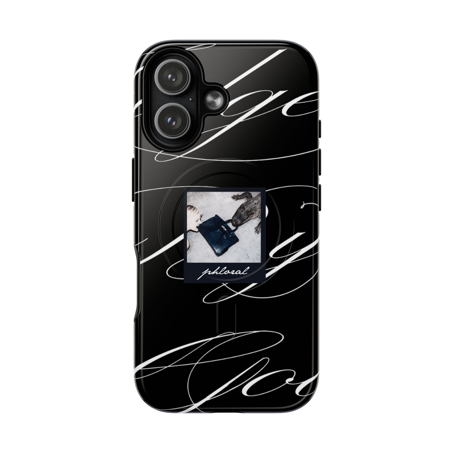 alt="Tempted by luxury Magsafe phone case displayed on minimalist desk"