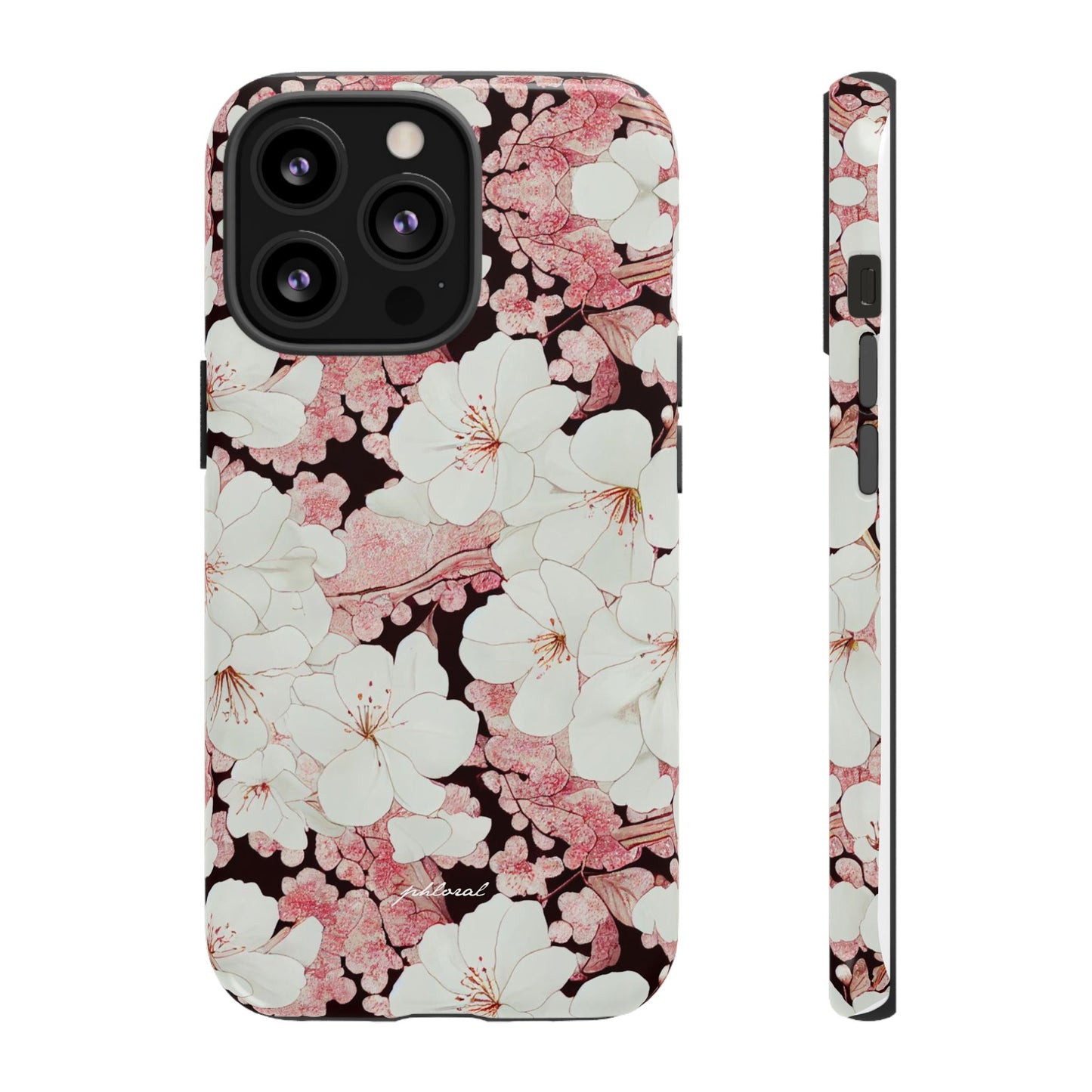 Florere phone case eternal midnight roses and orchids front view