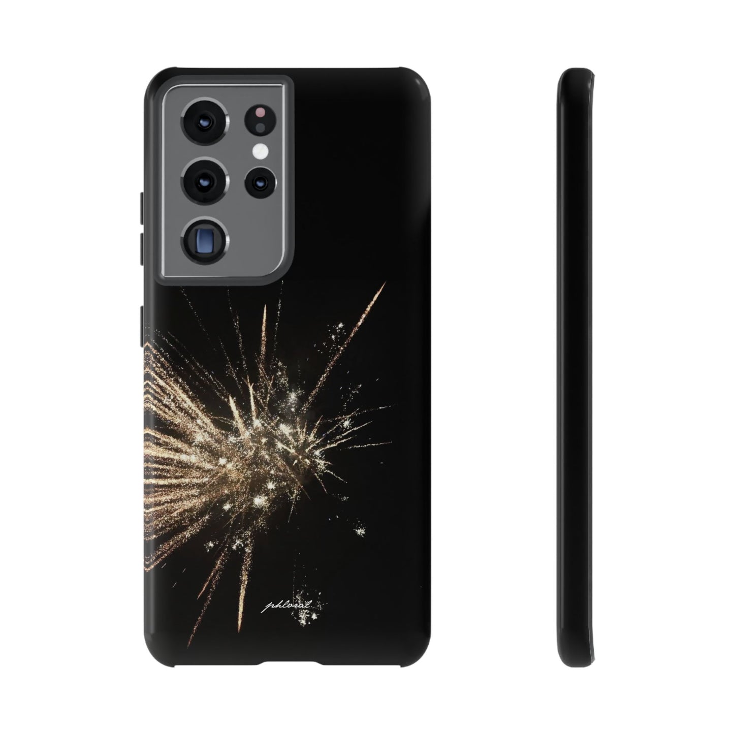 Glintfall phone case cascading micro-crystal waterfall front view