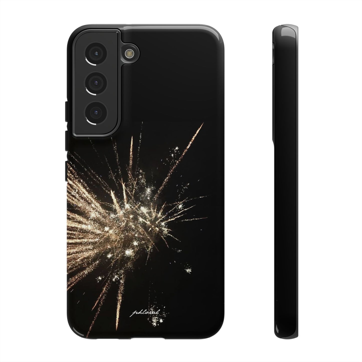 Glintfall phone case cascading micro-crystal waterfall front view