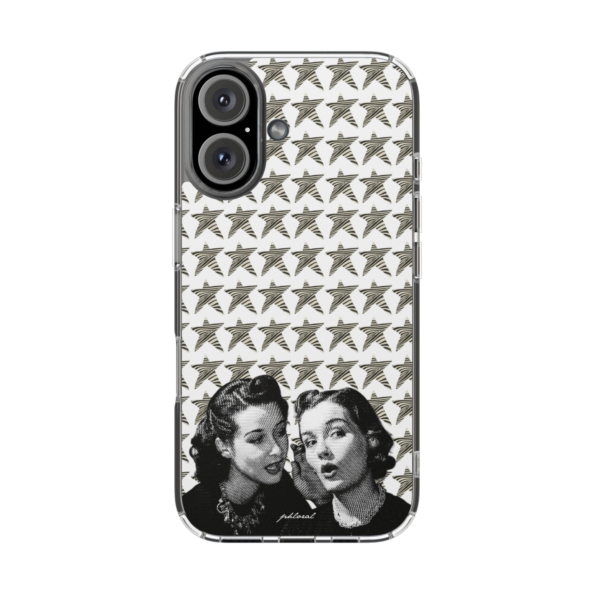Minimalist white Statstruck iPhone case with subtle logo on back