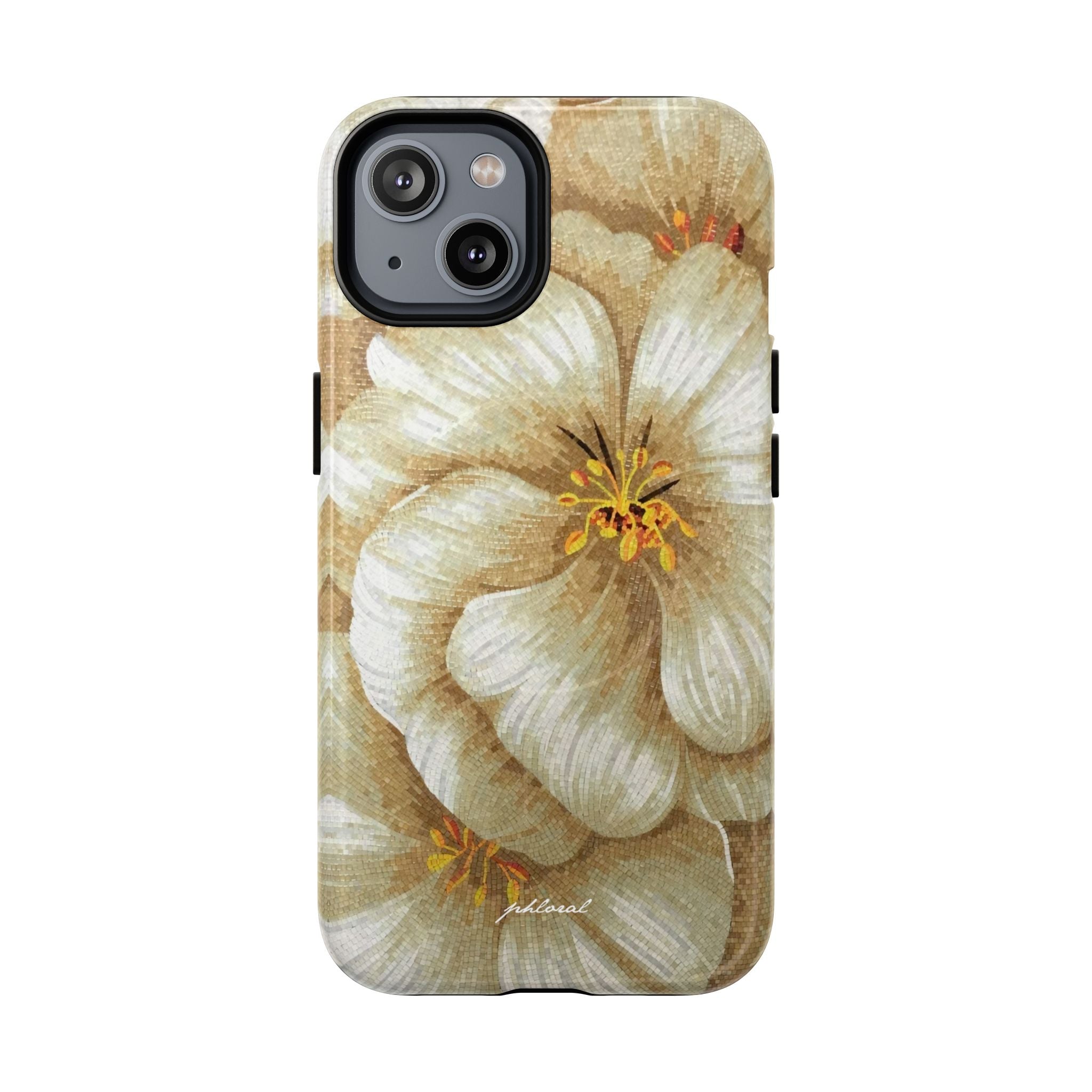 Golden Bloom Magsafe iPhone case stylishly in use