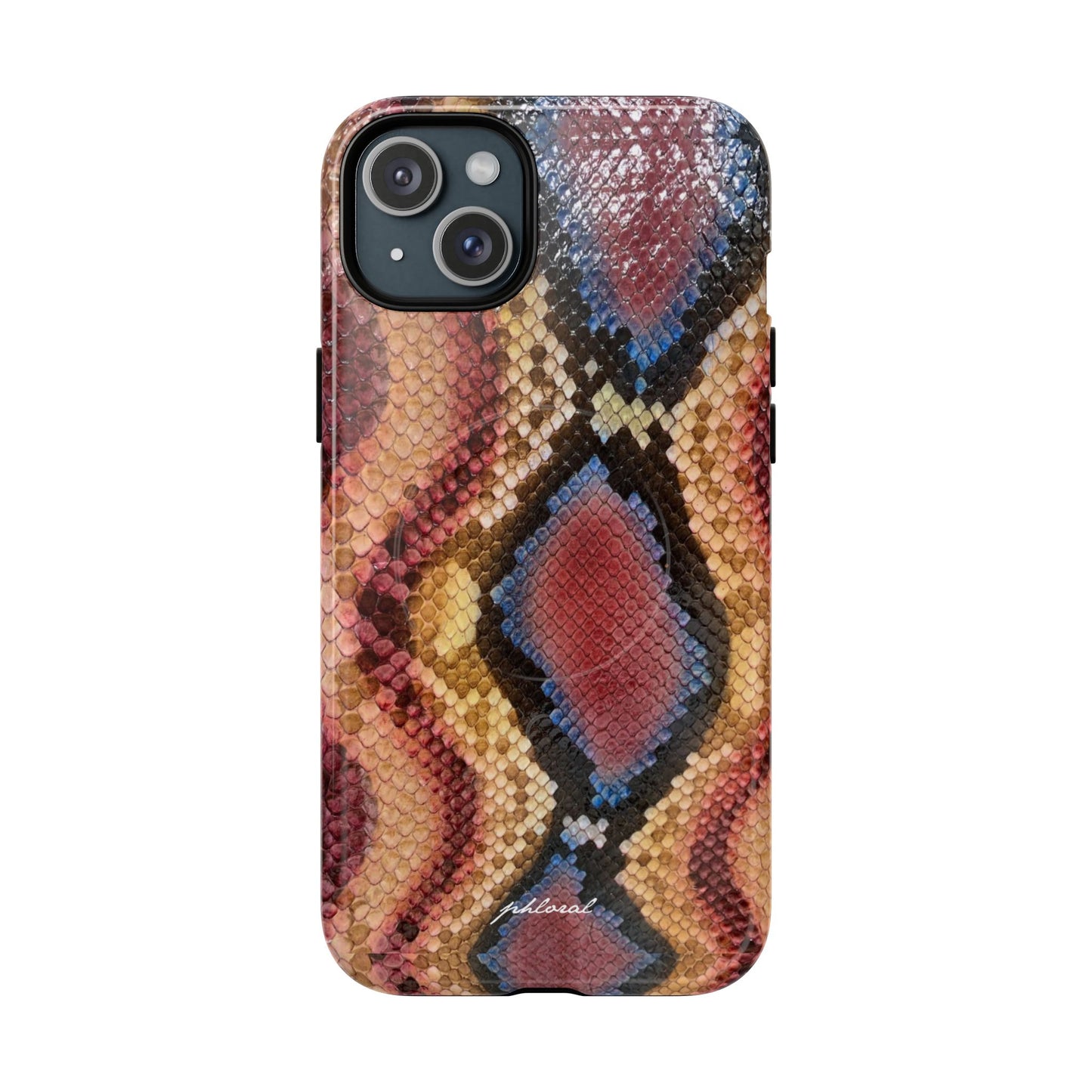 Flat lay of Colourful Amber with phone and accessories