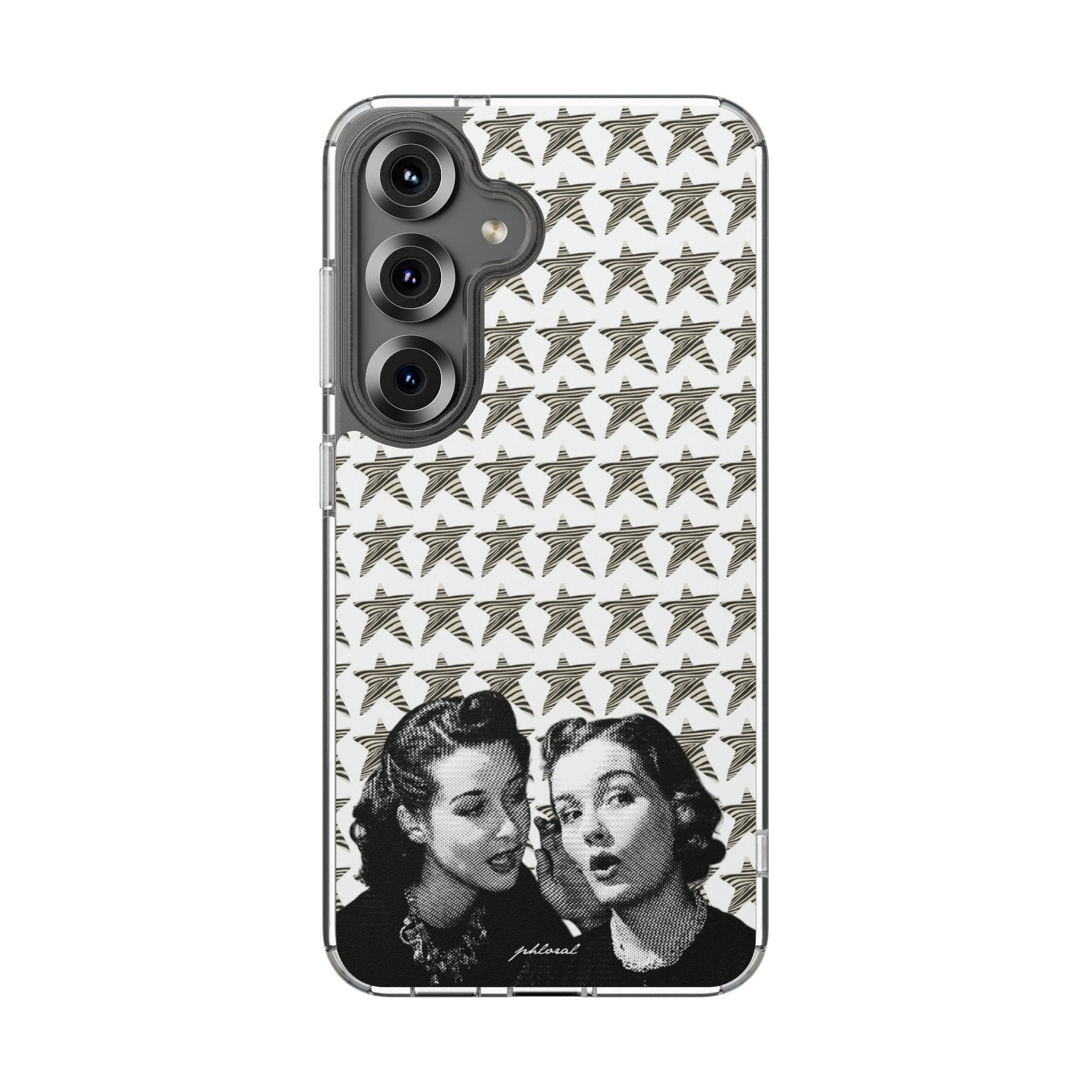 Minimalist white Statstruck iPhone case with subtle logo on back