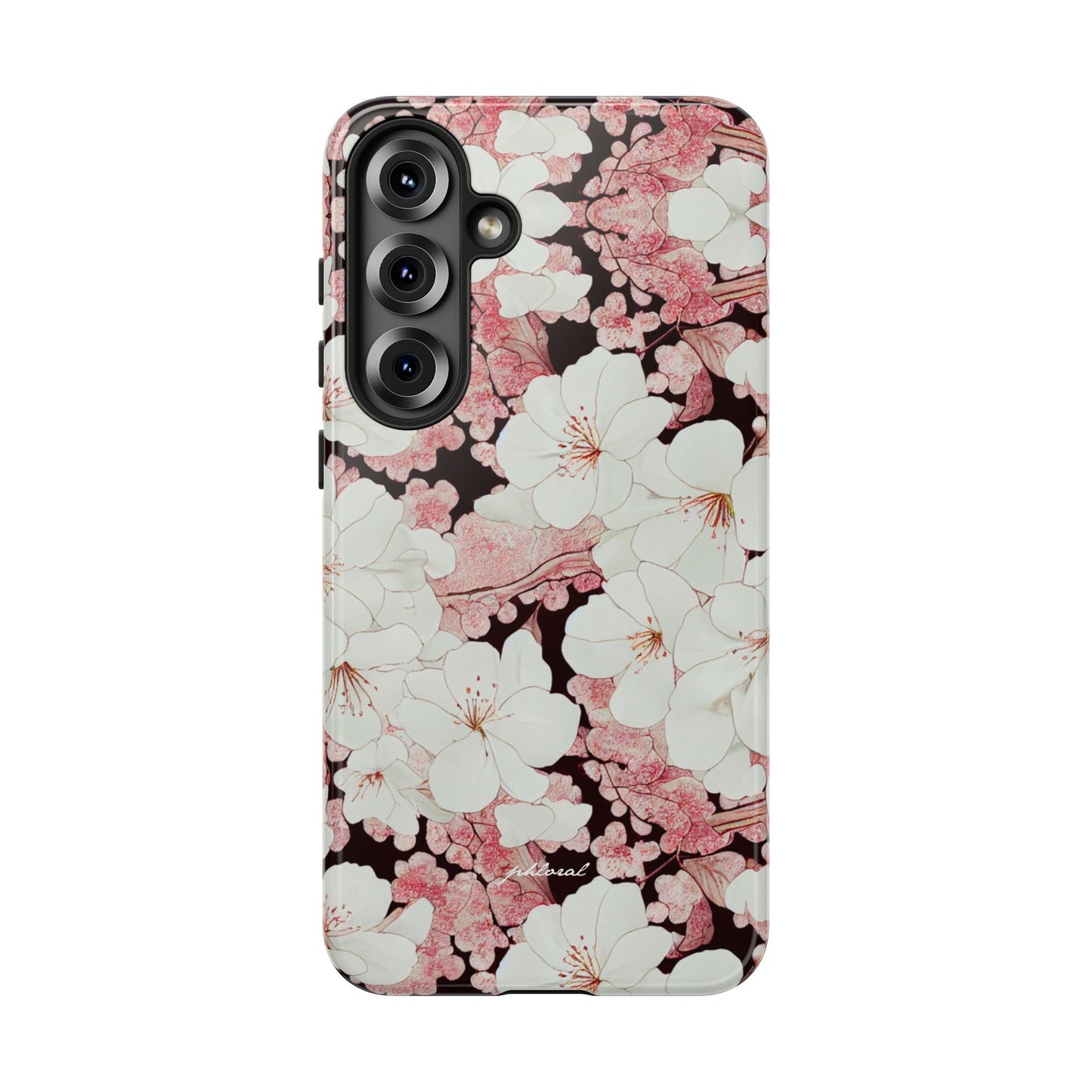 Florere phone case eternal midnight roses and orchids front view