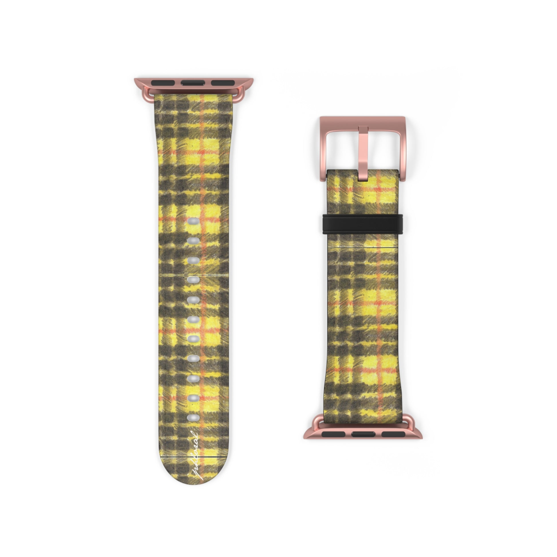 Plaid Apple Watch band midnight tartan with gold and crimson threads
