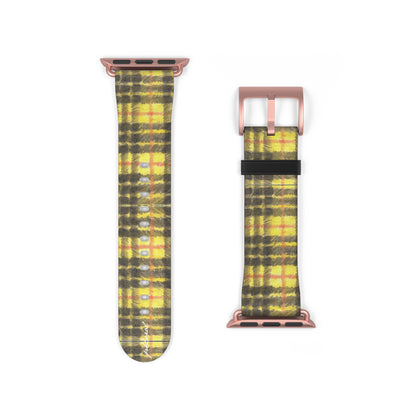 Plaid Apple Watch band midnight tartan with gold and crimson threads