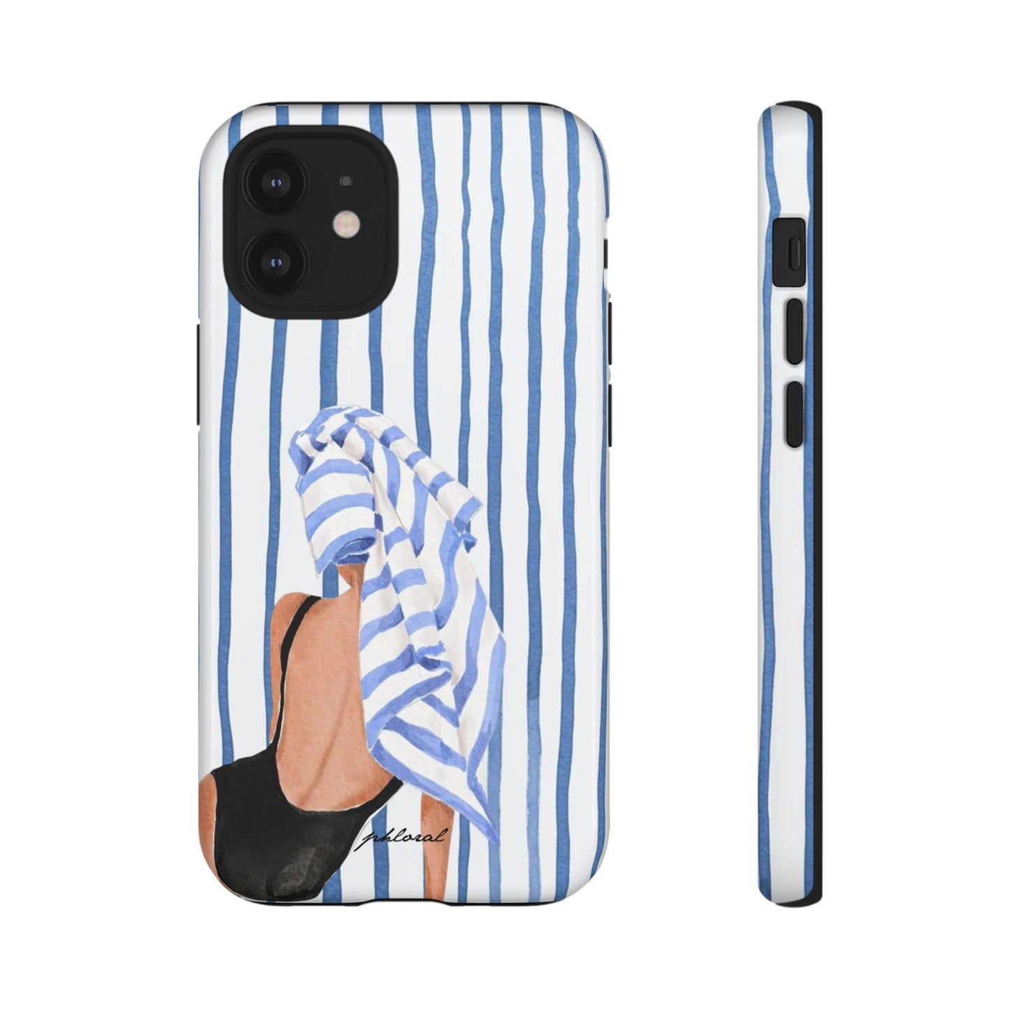 Seaside Stripes phone case dual-layer shockproof side profile
