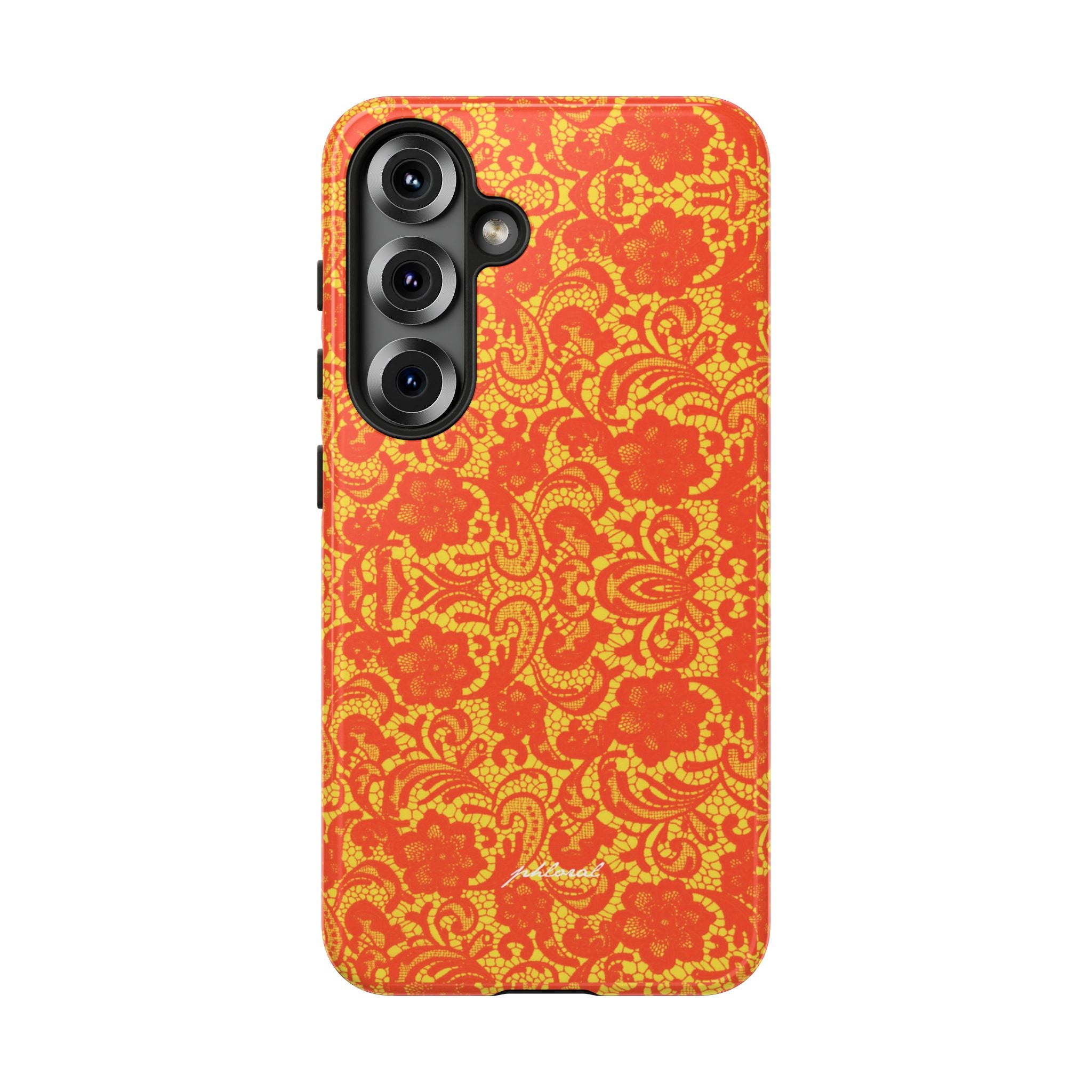 YSL phone case Amber Lace precision ports in glossy honeyed finish