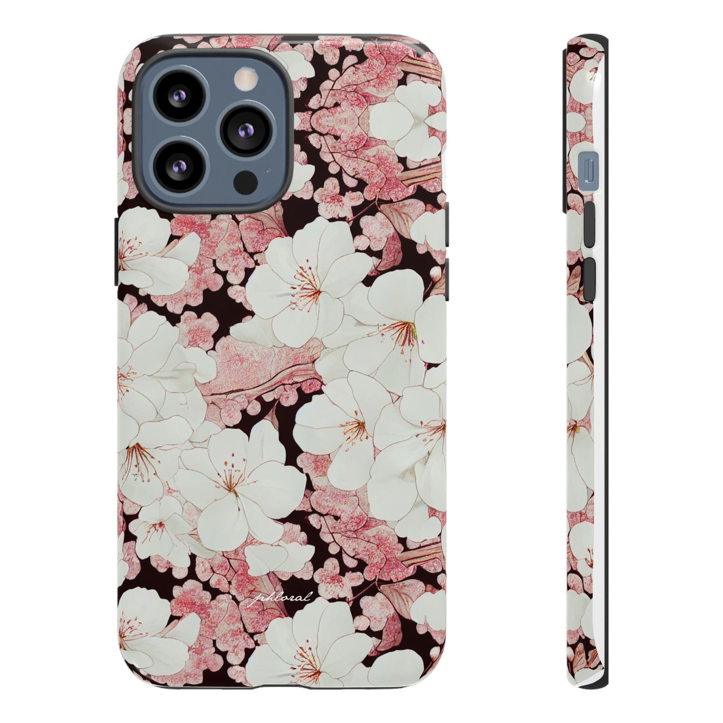 Florere phone case eternal midnight roses and orchids front view