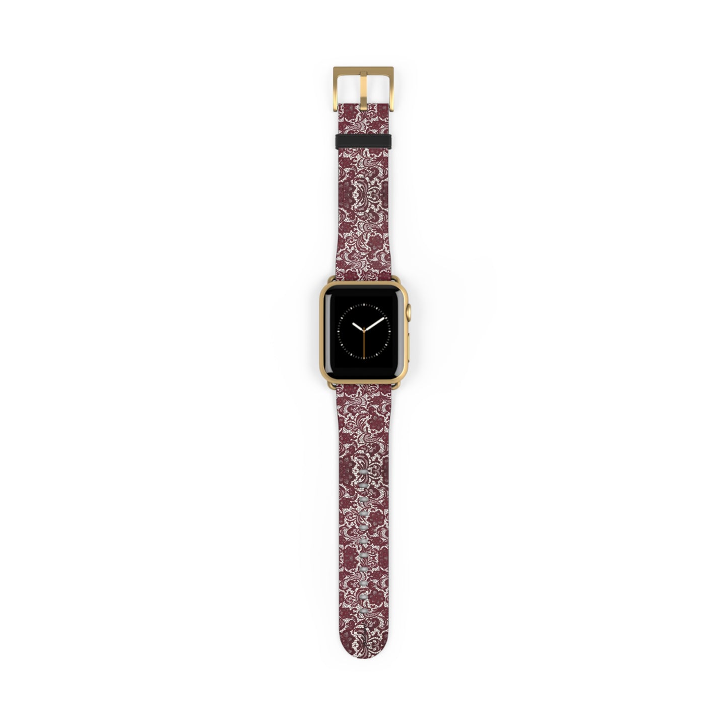 Crimson Baroque Apple Watch band blood-red filigree full view