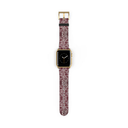 Crimson Baroque Apple Watch band blood-red filigree full view