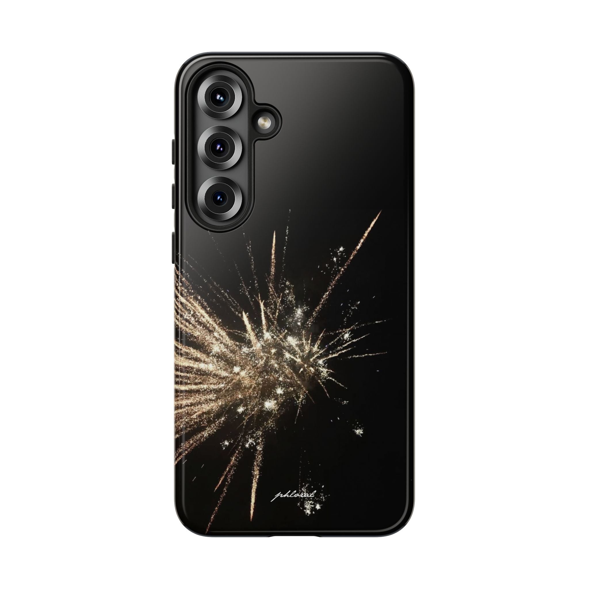 Glintfall phone case cascading micro-crystal waterfall front view