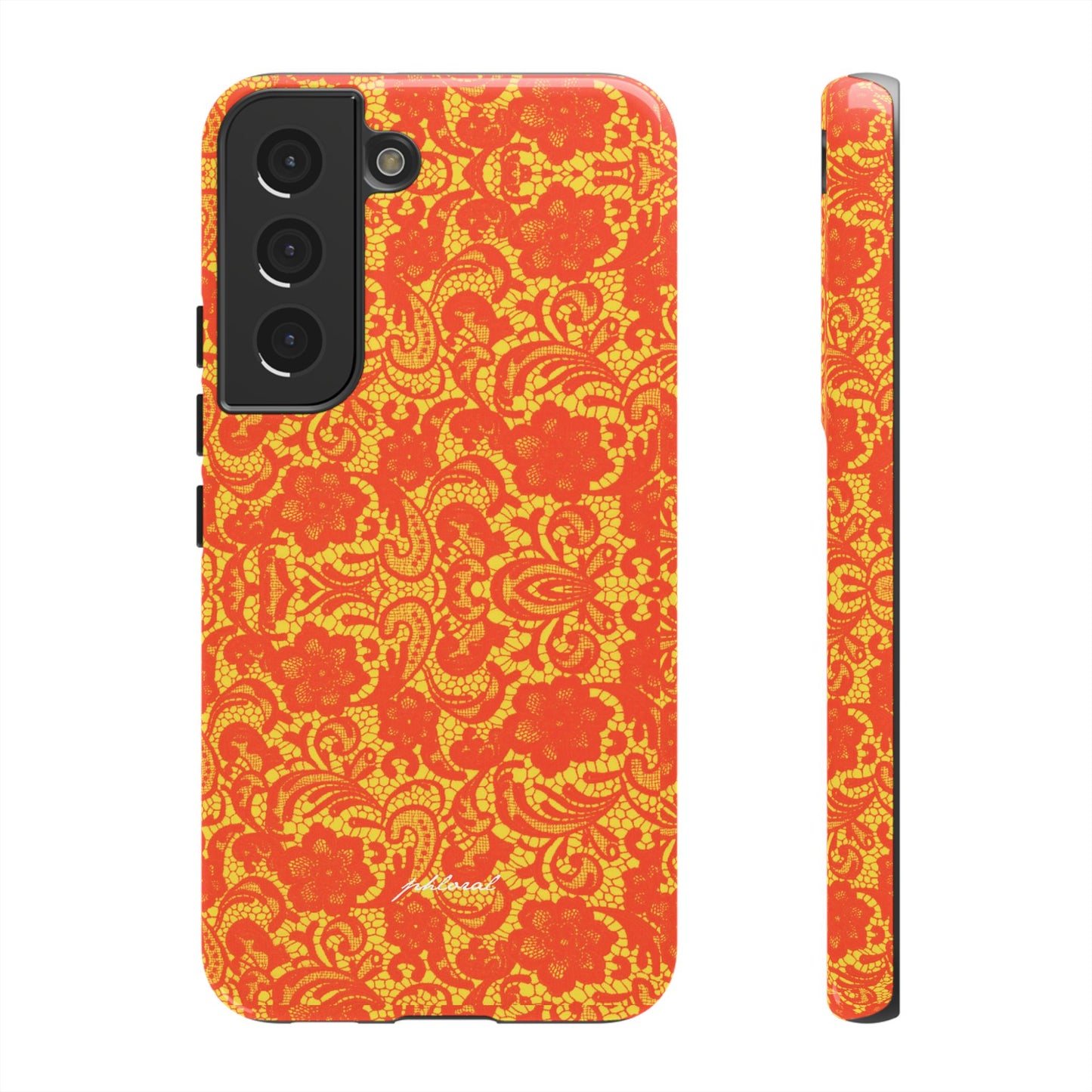 YSL phone case Amber Lace molten gold filigree front view
