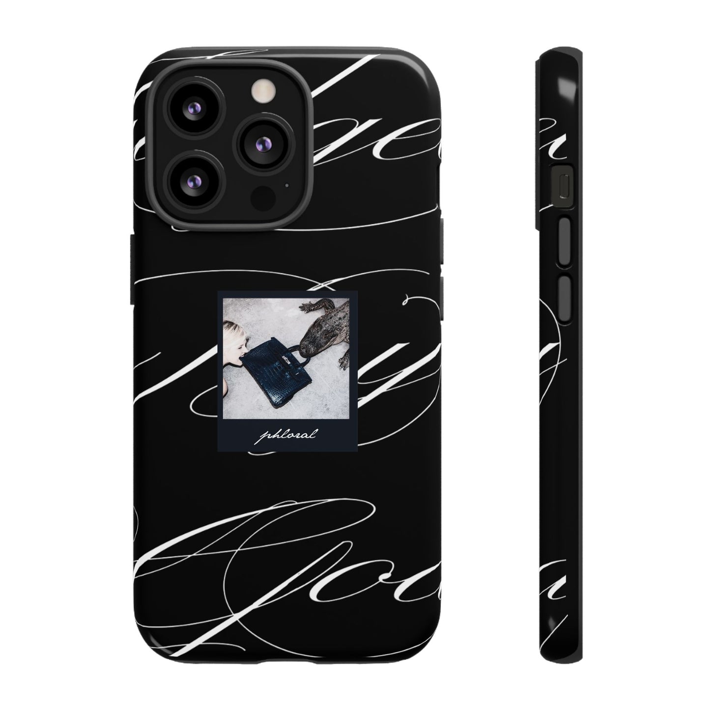 Tempted by Luxury evil eye marble phone case back design close-up