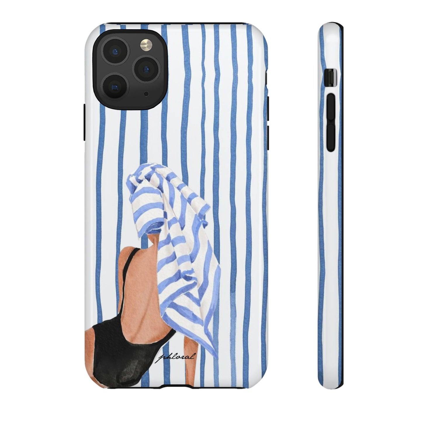 Seaside Stripes phone case dual-layer shockproof side profile