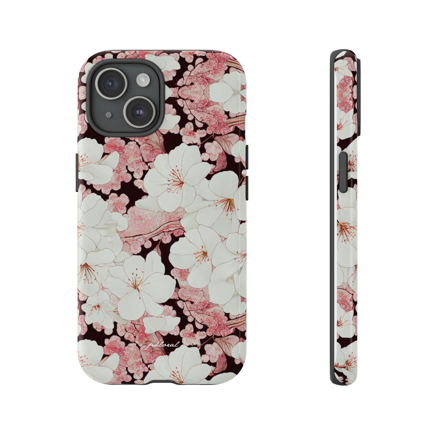 Florere phone case eternal midnight roses and orchids front view