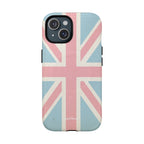 Union Jack Magsafe iPhone case on a flatlay workspace