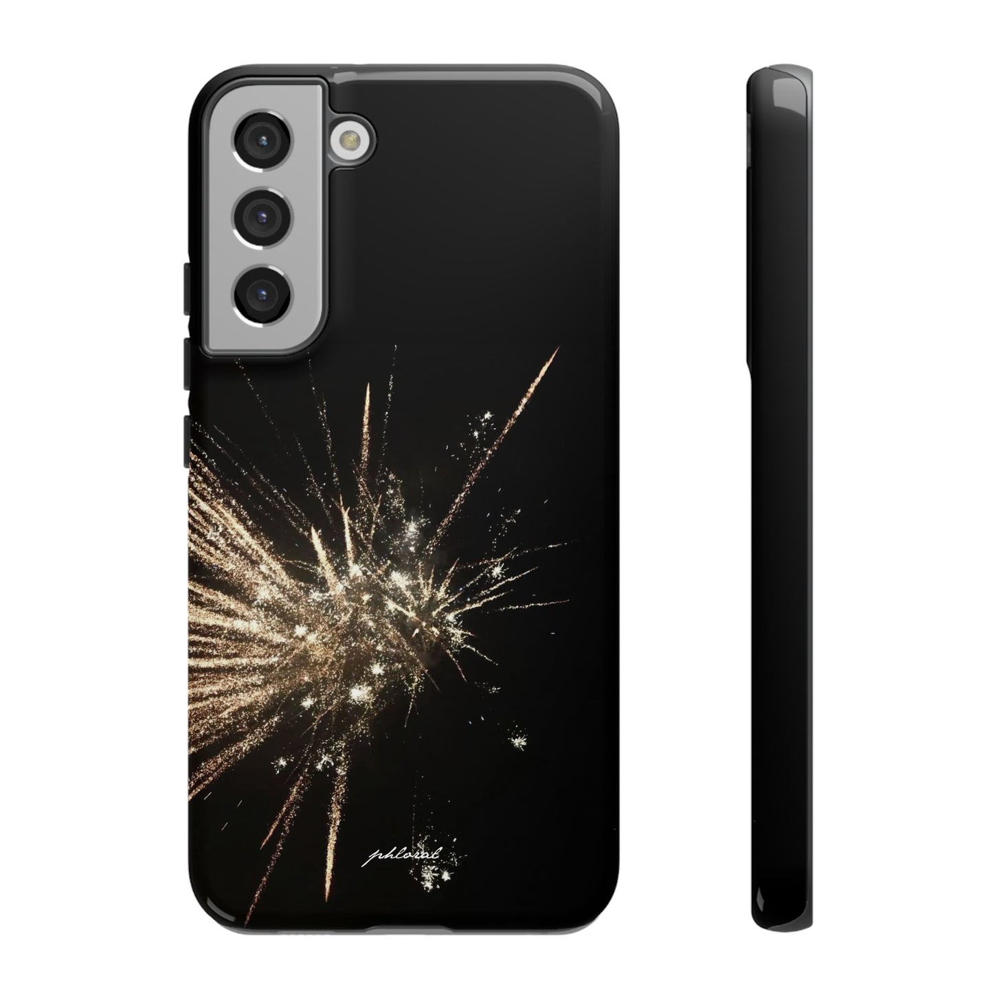 Glintfall phone case cascading micro-crystal waterfall front view