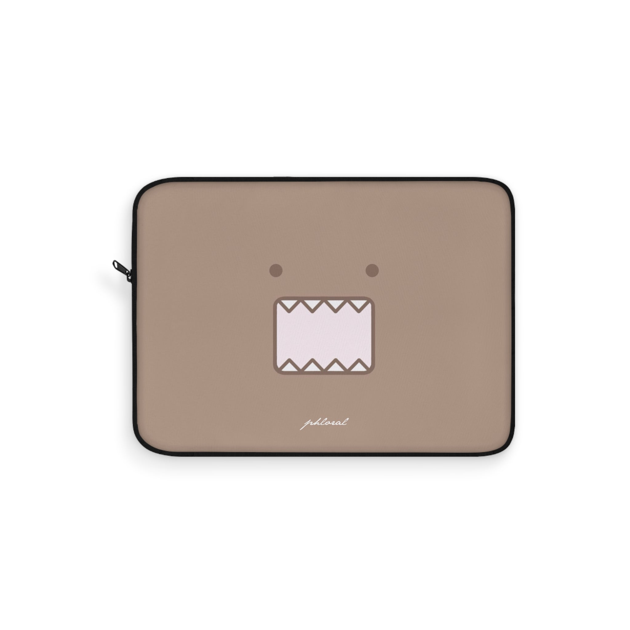 Cute Domo-Kun Face Laptop Sleeve — Brown Cartoon Protective Case