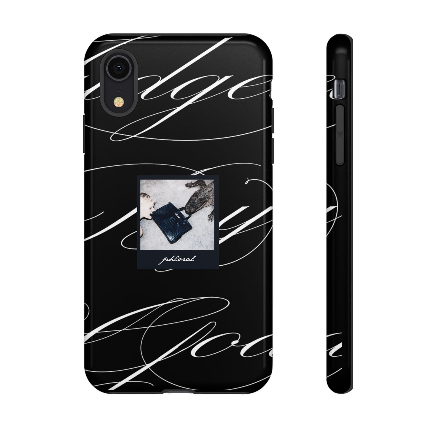 Tempted by Luxury protective evil eye nazar detail on black marble phone case
