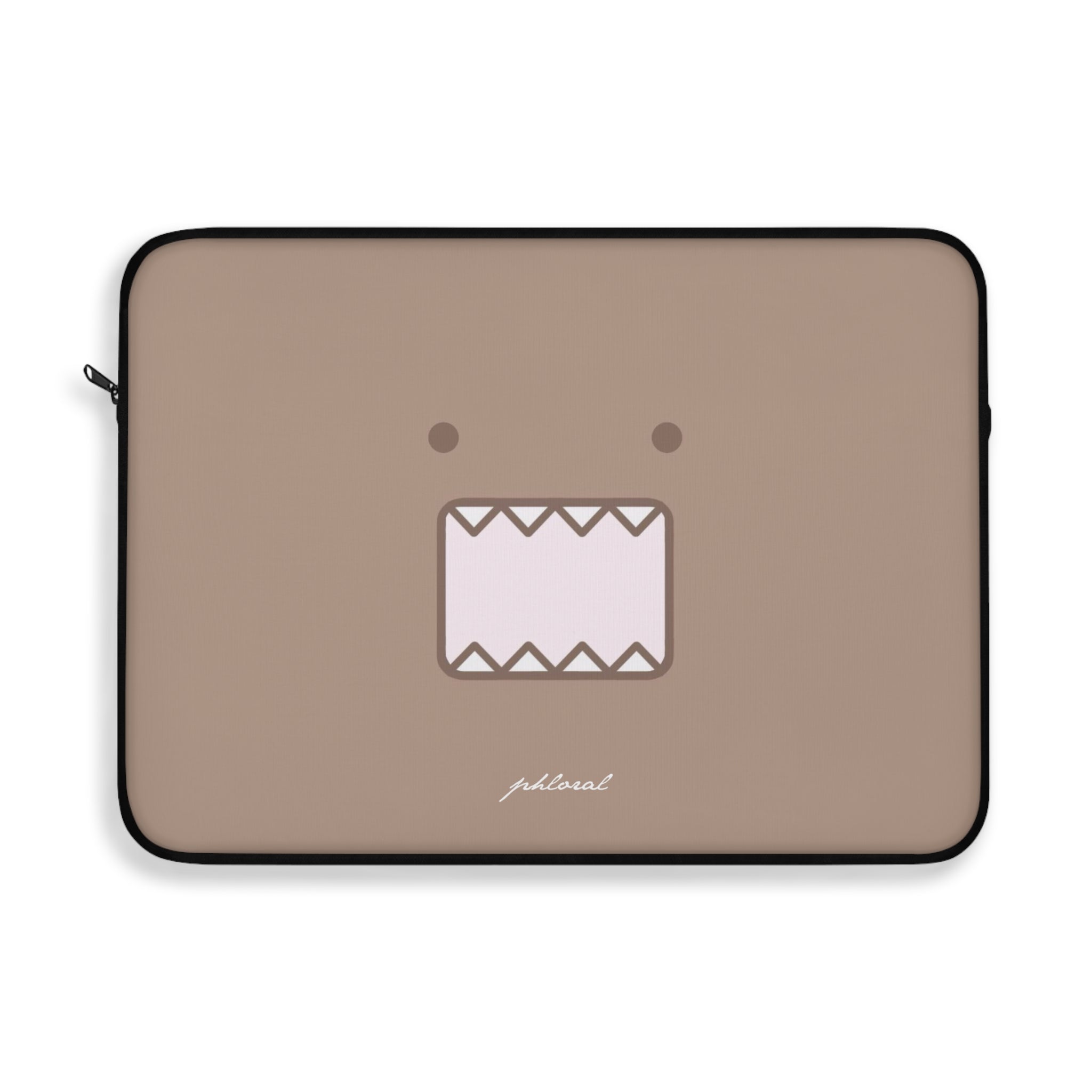 Cute Domo-Kun Face Laptop Sleeve — Brown Cartoon Protective Case