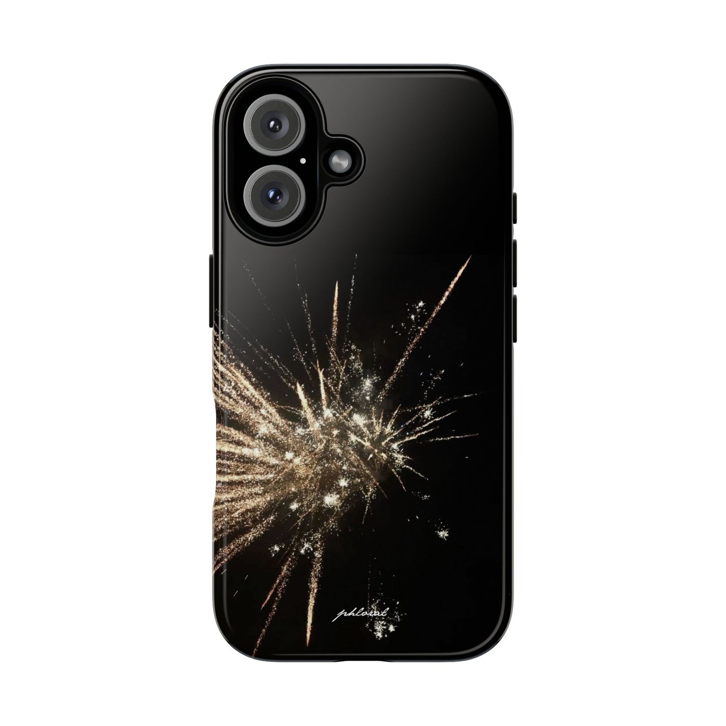 Glintfall phone case cascading micro-crystal waterfall front view