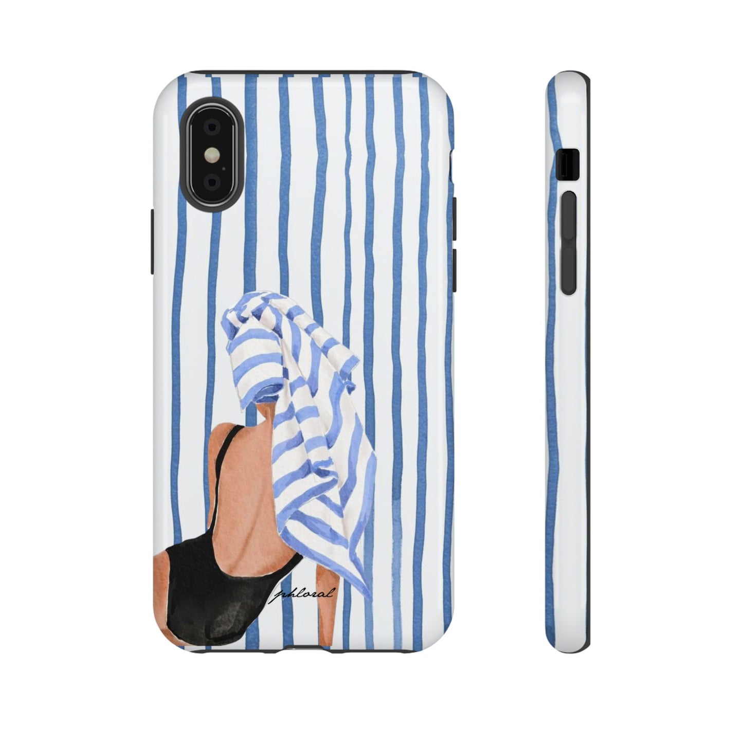 Seaside Stripes phone case dual-layer shockproof side profile