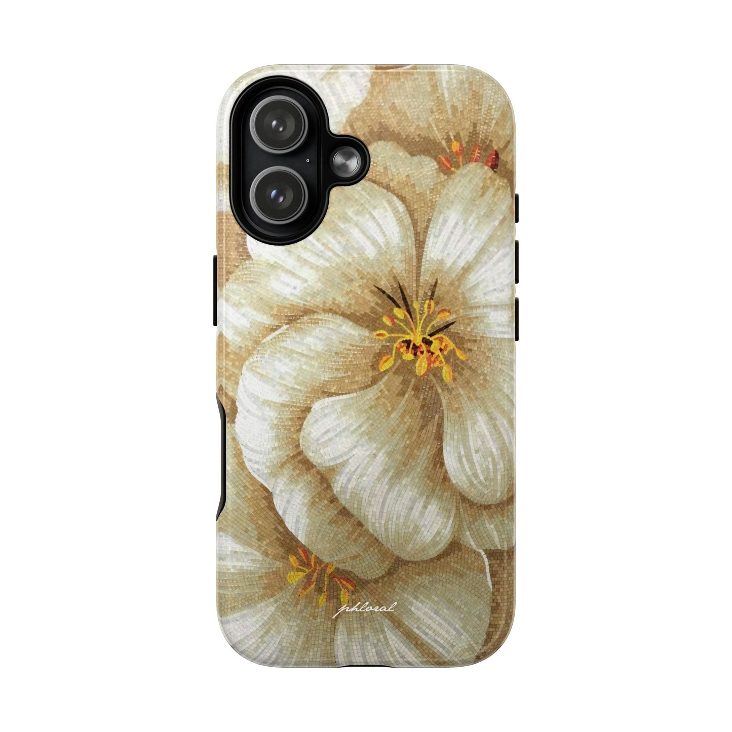 Golden Bloom Magsafe iPhone case in use stylishly