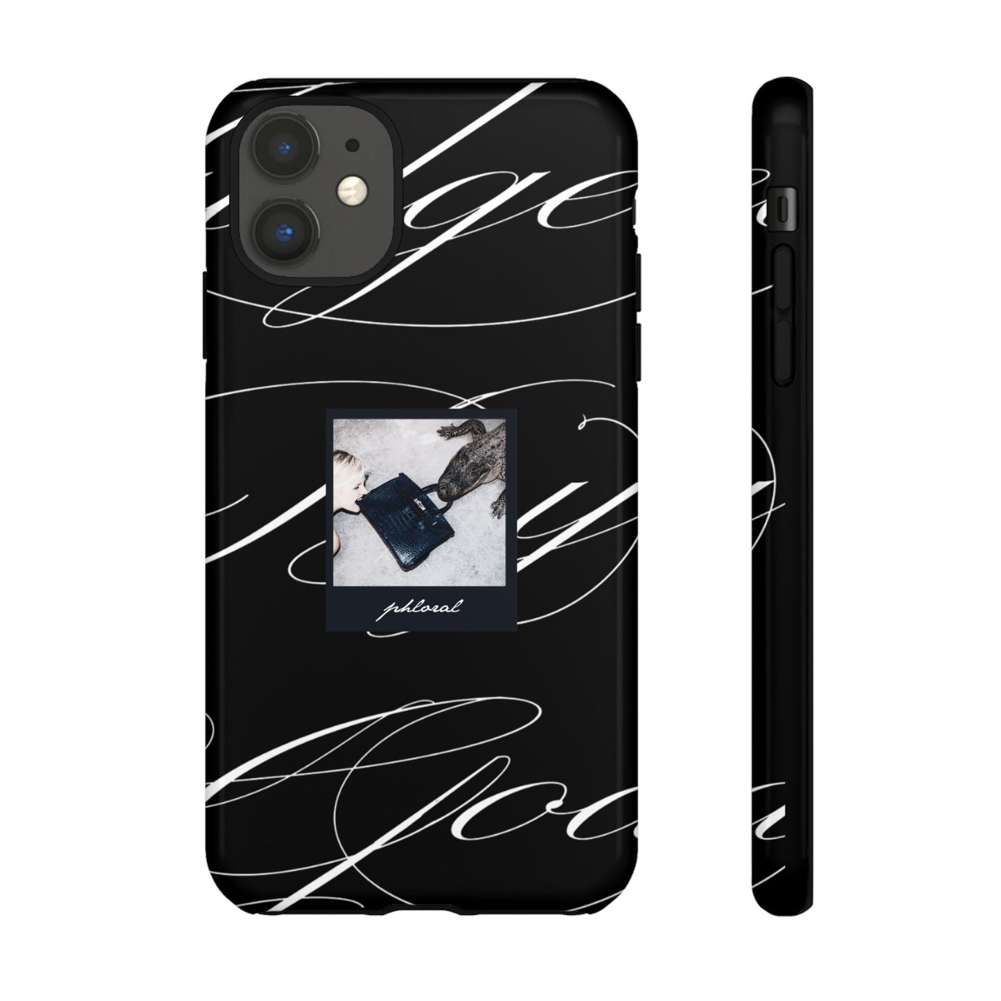 Tempted by Luxury luxury black marble iPhone case with raised bezel