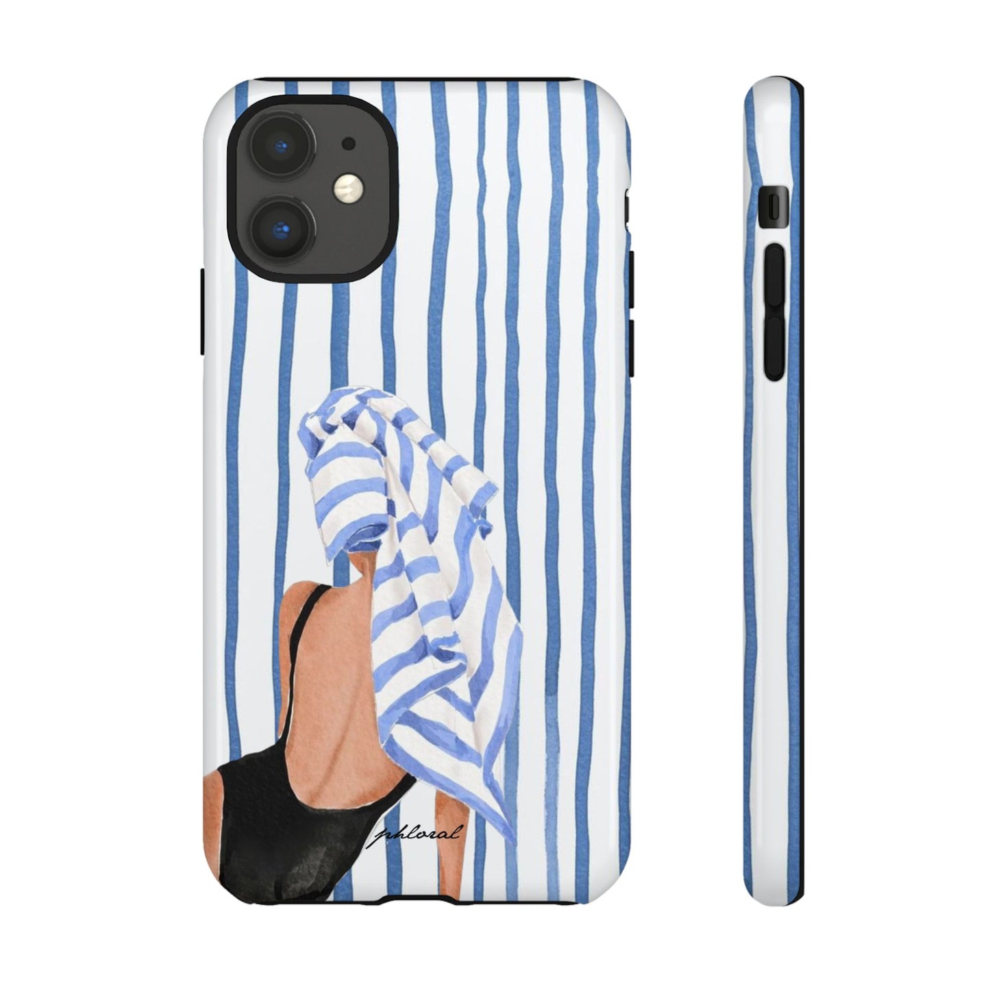 Seaside Stripes phone case dual-layer shockproof side profile