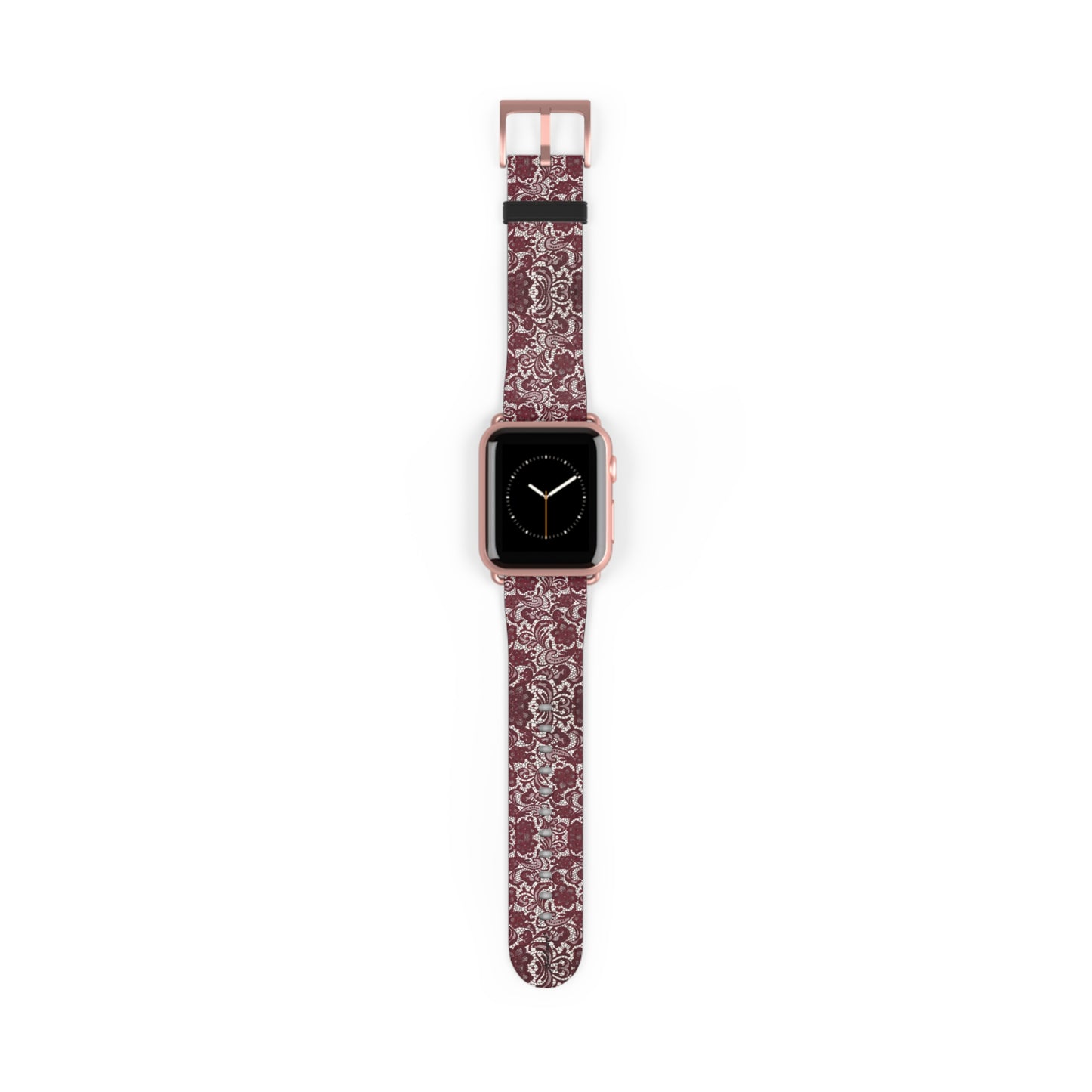 Crimson Baroque Apple Watch band blood-red filigree full view