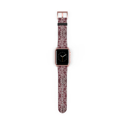 Crimson Baroque Apple Watch band blood-red filigree full view