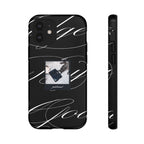 Tempted by Luxury opulent nazar blue eye on black marble phone case